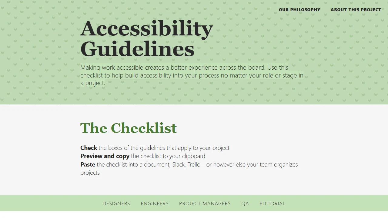 Screenshot of Accessibility Guidelines