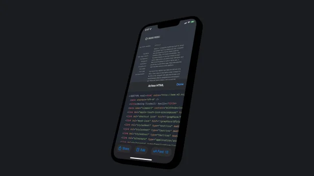 Screenshot of Achoo HTML Viewer for iOS