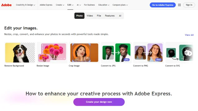 Screenshot of Adobe Express