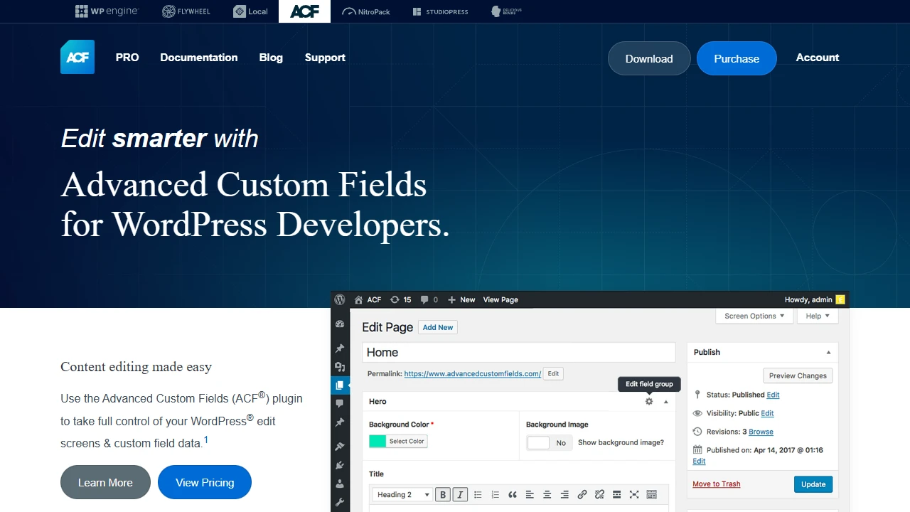 Screenshot of Advanced Custom Fields