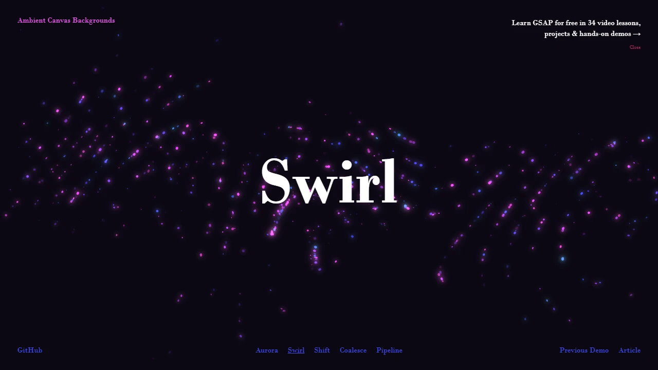 Screenshot of Ambient Canvas Backgrounds