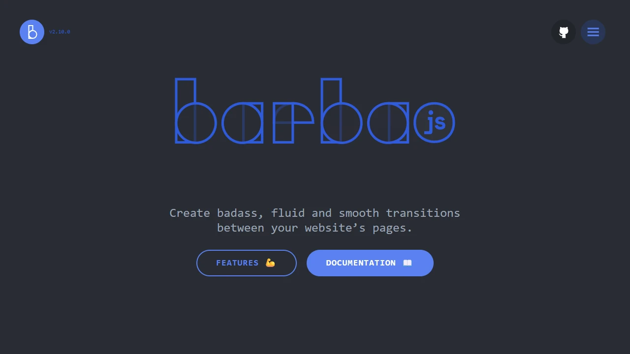 Screenshot of Barba.js