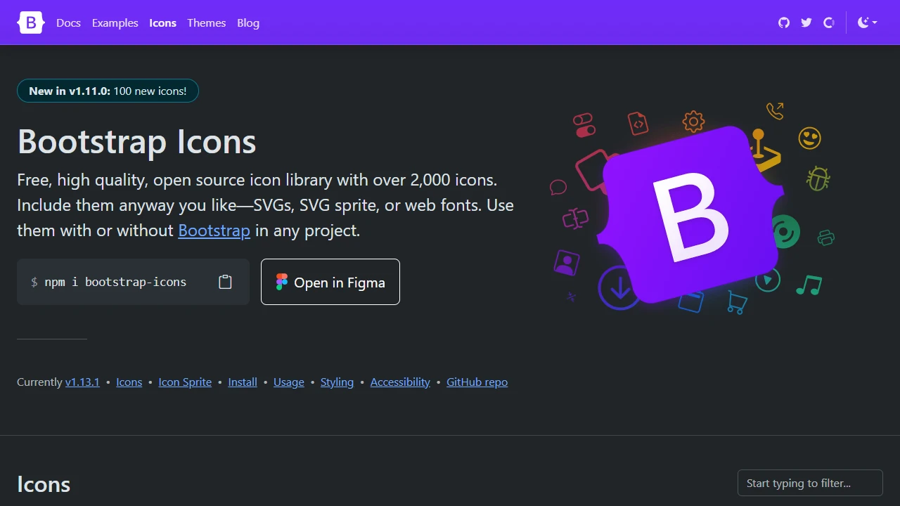 Screenshot of Bootstrap Icons
