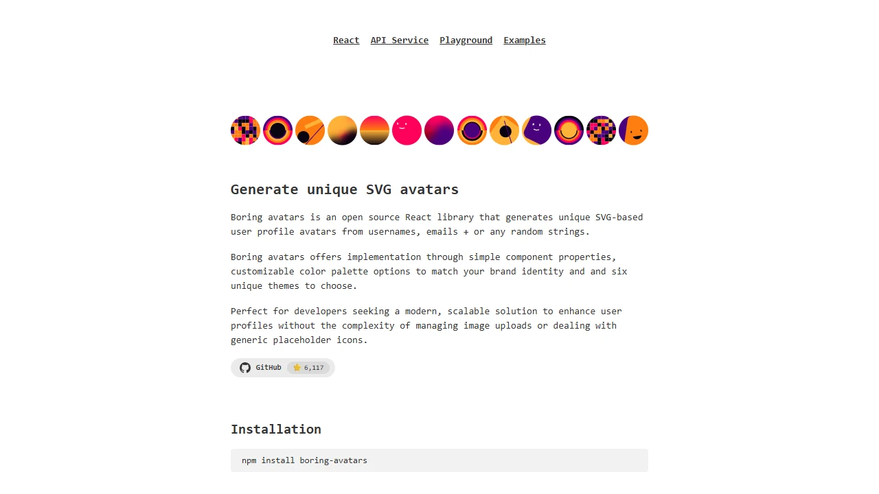 Screenshot of Boring Avatars