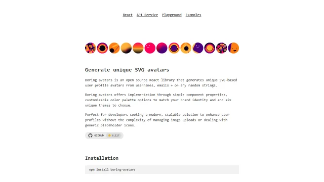 Screenshot of Boring Avatars
