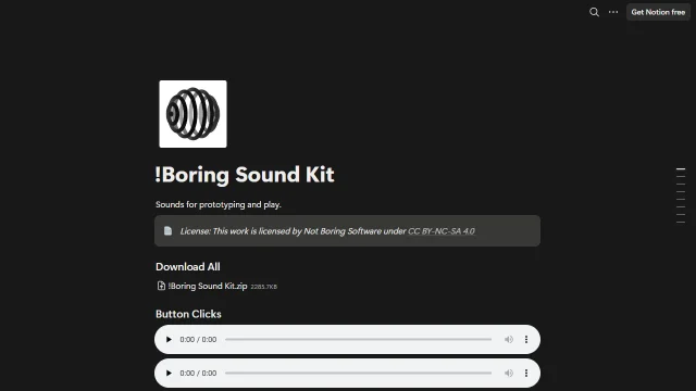 Screenshot of Boring Sound Kit