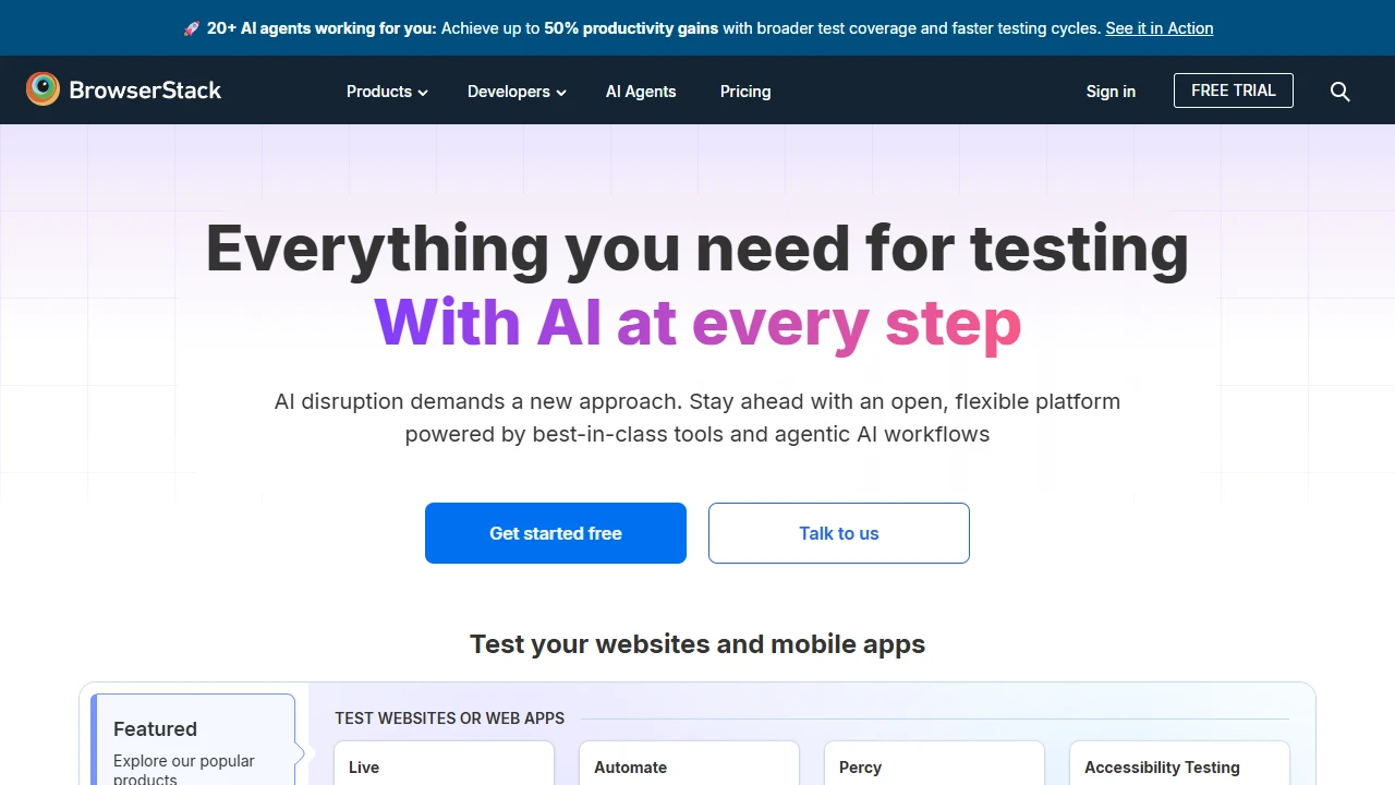 Screenshot of BrowserStack