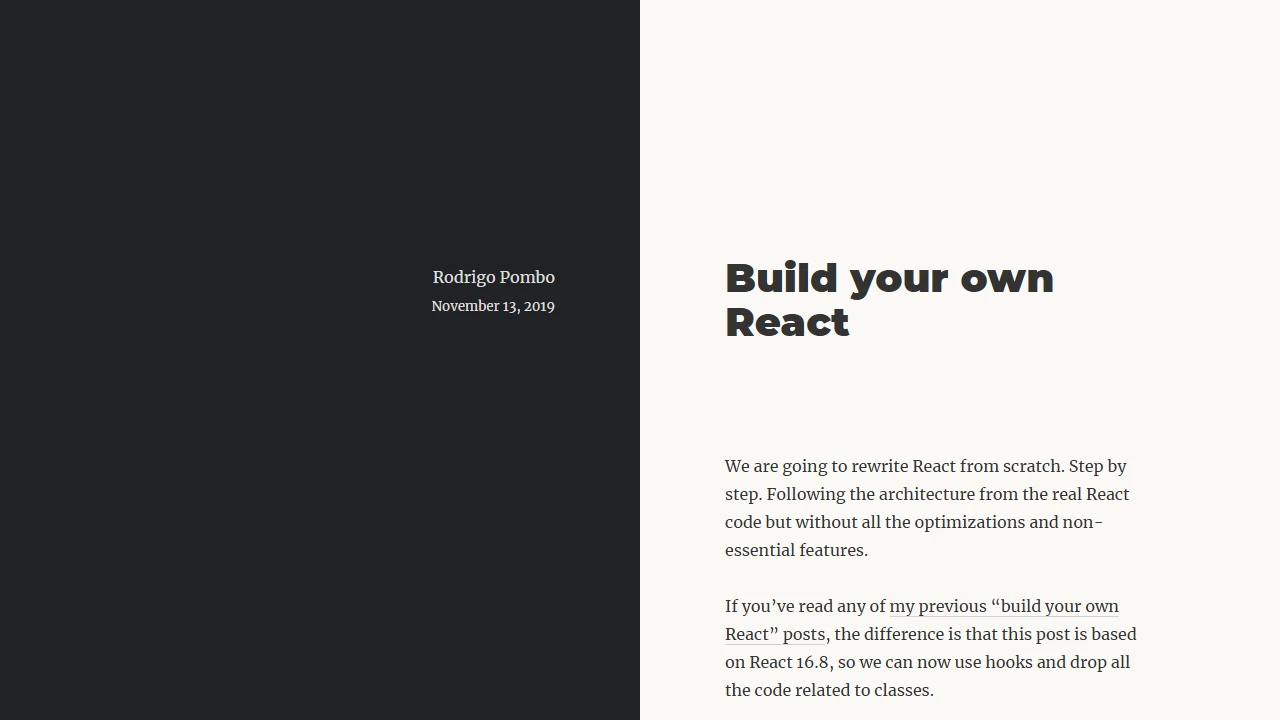 Screenshot of Build your own React