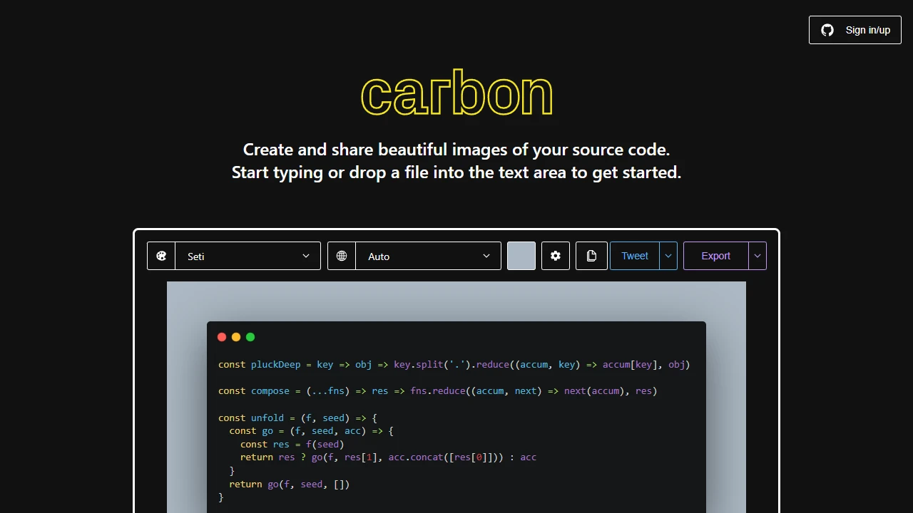 Screenshot of Carbon