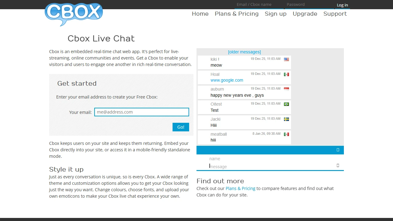 Screenshot of Cbox Live Chat