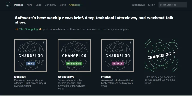 Screenshot of Changelog Podcast