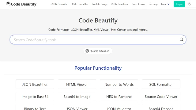 Screenshot of Code Beautify