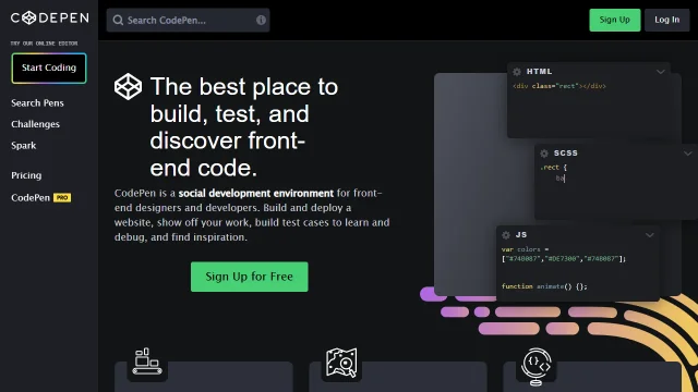 Screenshot of CodePen