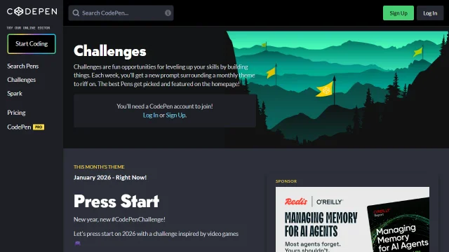 Screenshot of CodePen Challenges