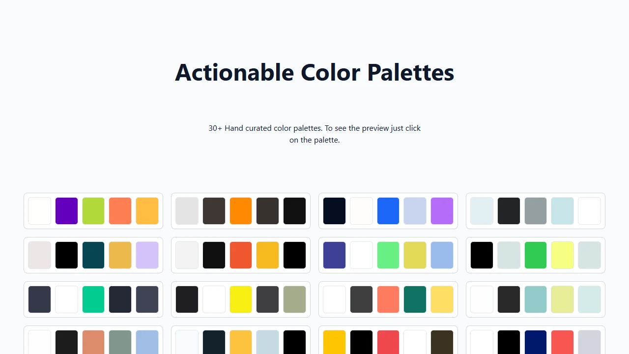 Screenshot of Color Palettes