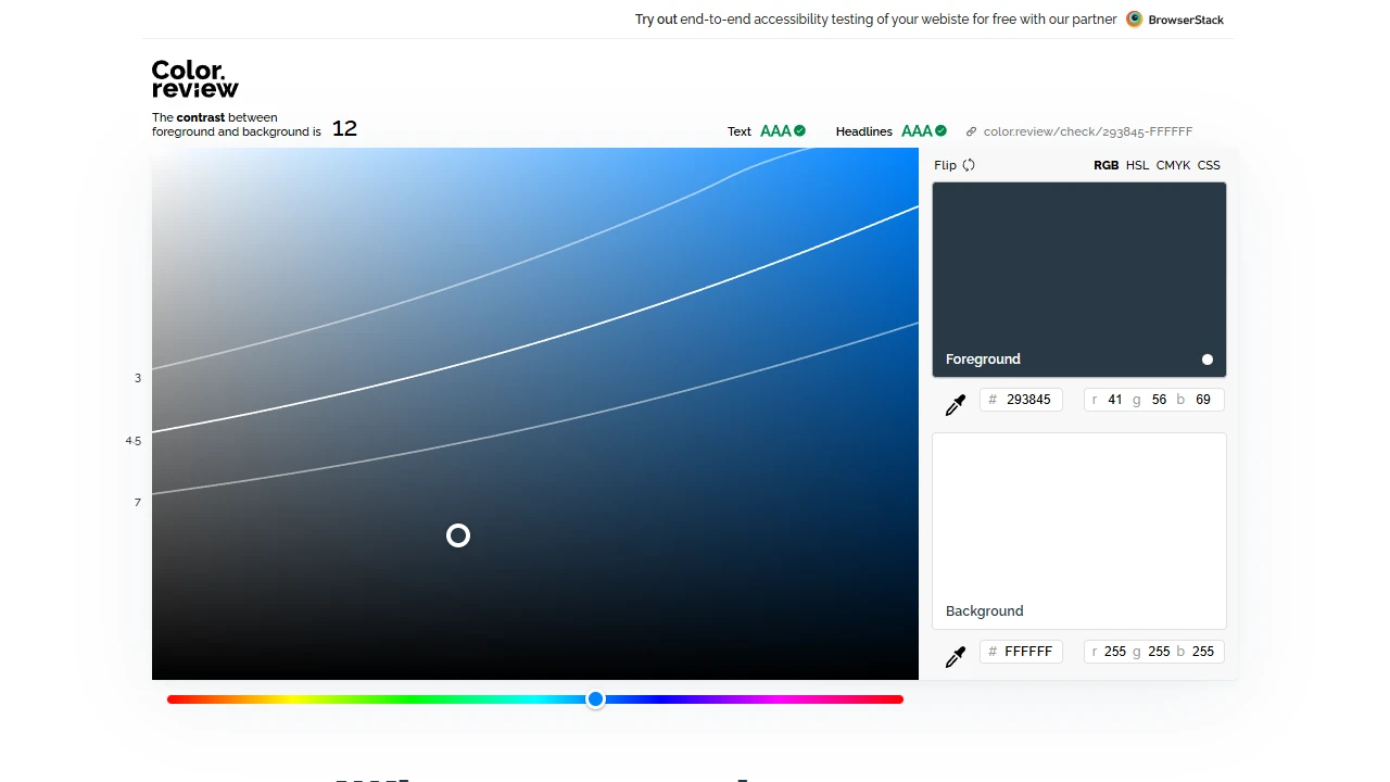 Screenshot of Color Review