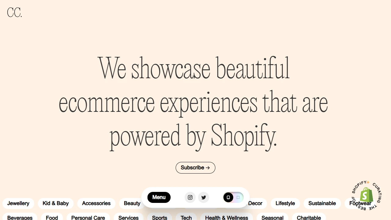 Screenshot of Commerce Cream