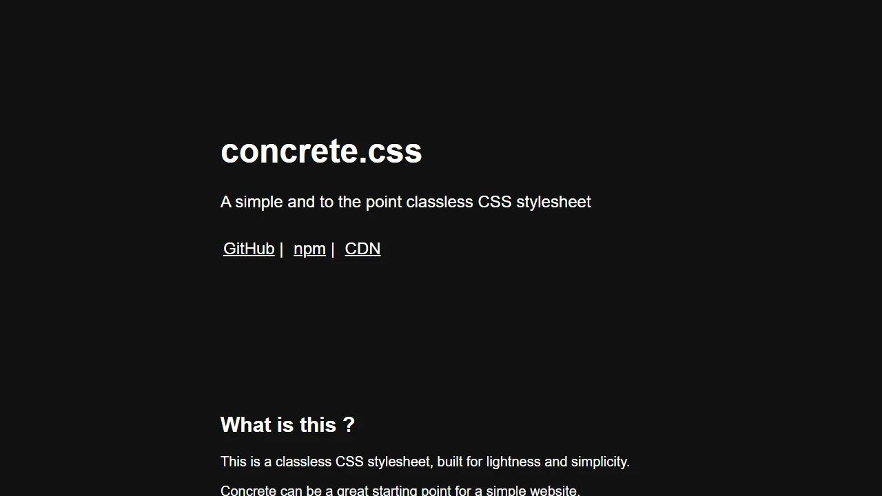 Screenshot of Concrete.css