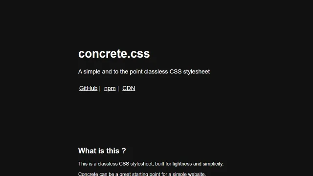 Screenshot of Concrete.css