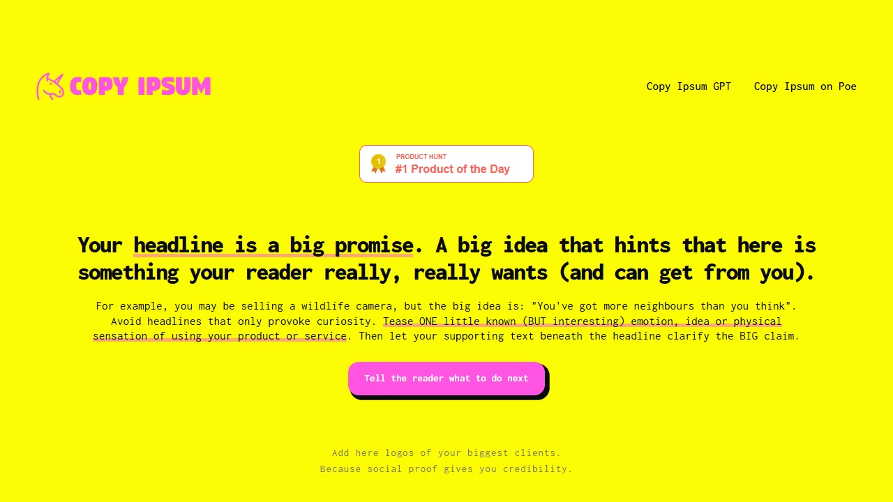 Screenshot of Copy Ipsum