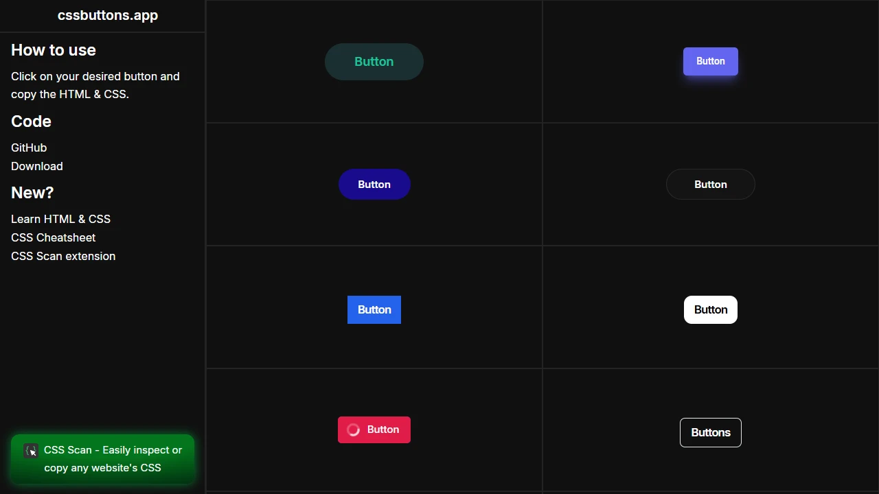 Screenshot of CSS Buttons