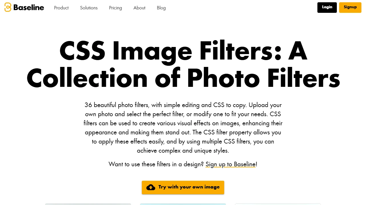 Screenshot of CSS Photo Filters