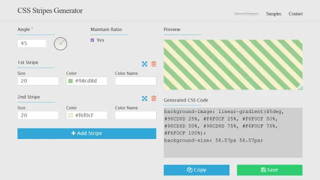 Screenshot of CSS Stripes Generator