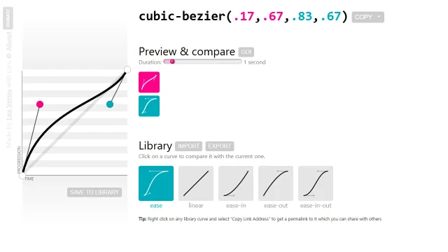 Screenshot of Cubic Bezier