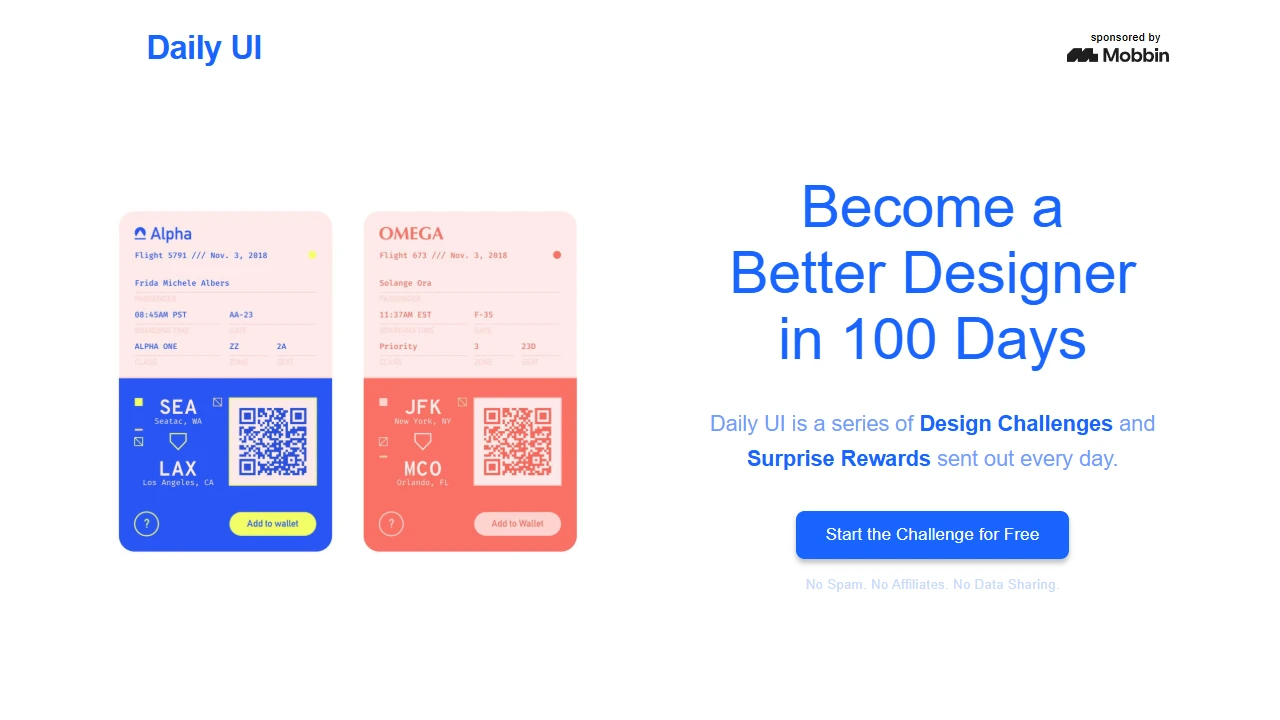 Screenshot of Daily UI