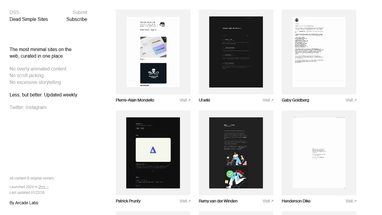 Screenshot of Dead Simple Sites