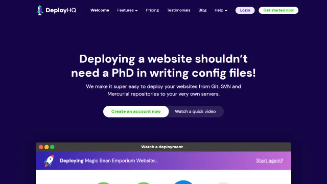 Screenshot of DeployHQ