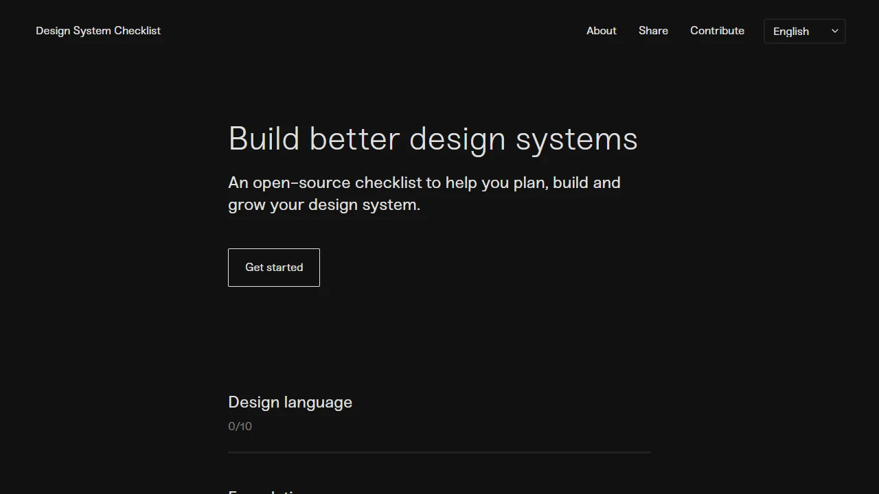 Screenshot of Design Systems Checklist