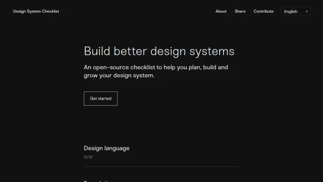 Screenshot of Design Systems Checklist