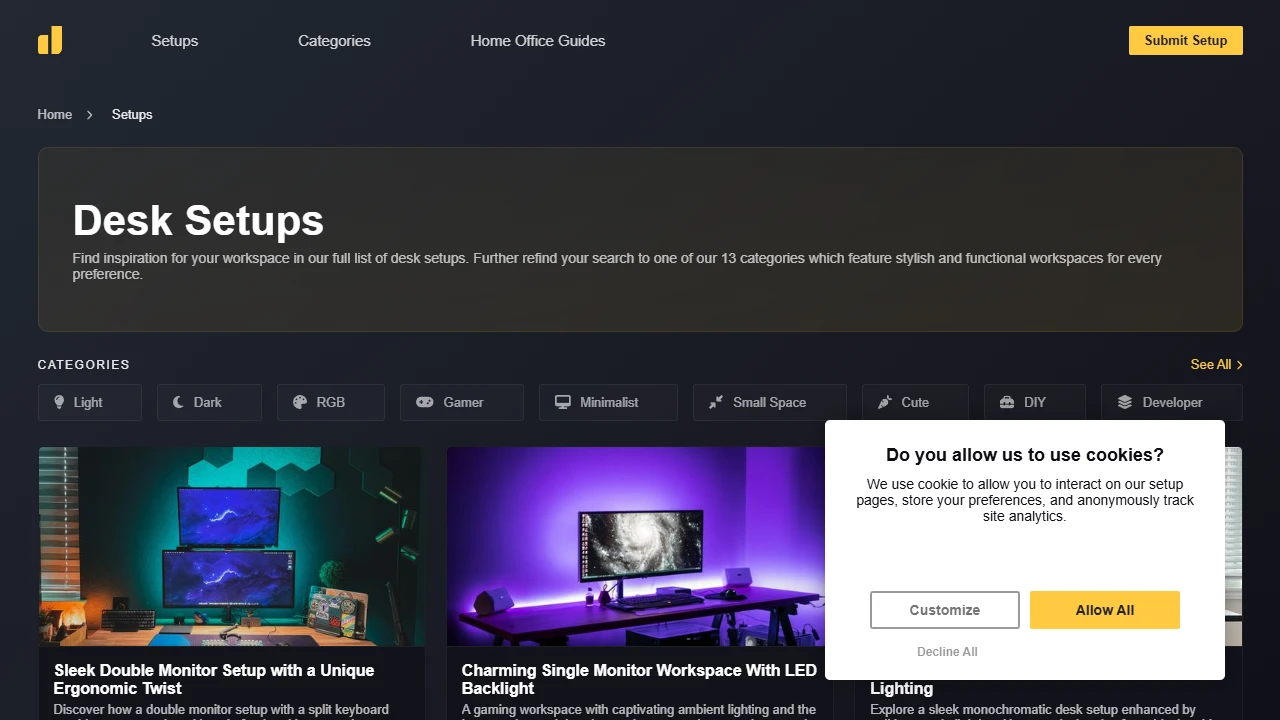 Screenshot of Desk Setups