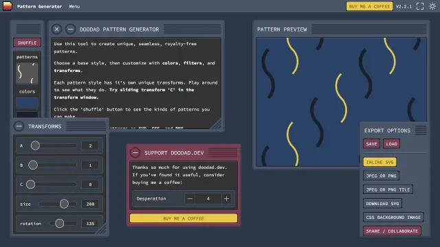 Screenshot of Doodad Pattern Generator