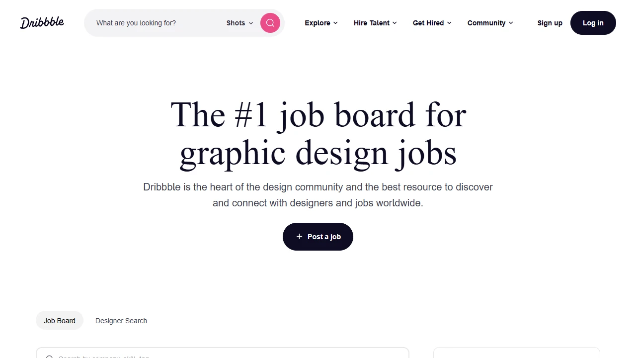 Screenshot of Dribbble Jobs