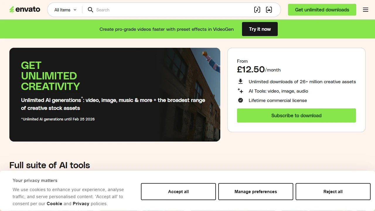 Screenshot of Envato Elements