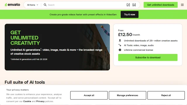 Screenshot of Envato Elements