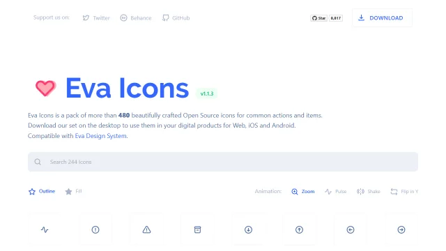 Screenshot of Eva Icons