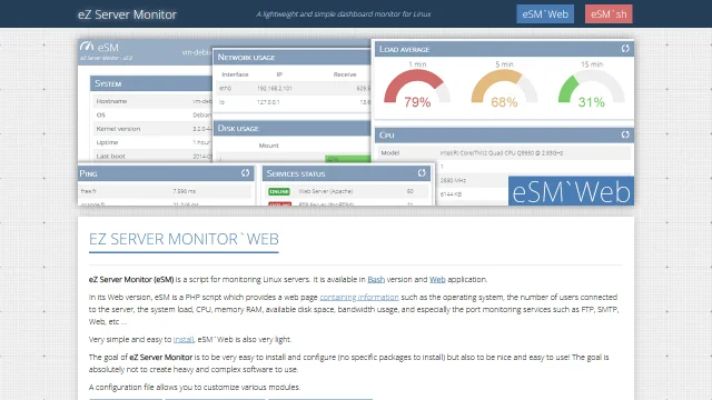 Screenshot of eZ Server Monitor