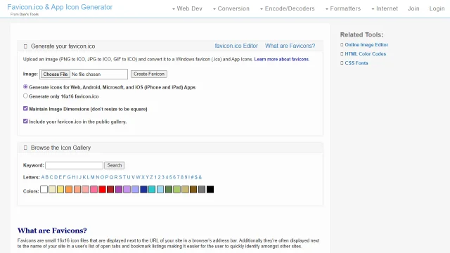 Screenshot of Favicon & App Icon Generator