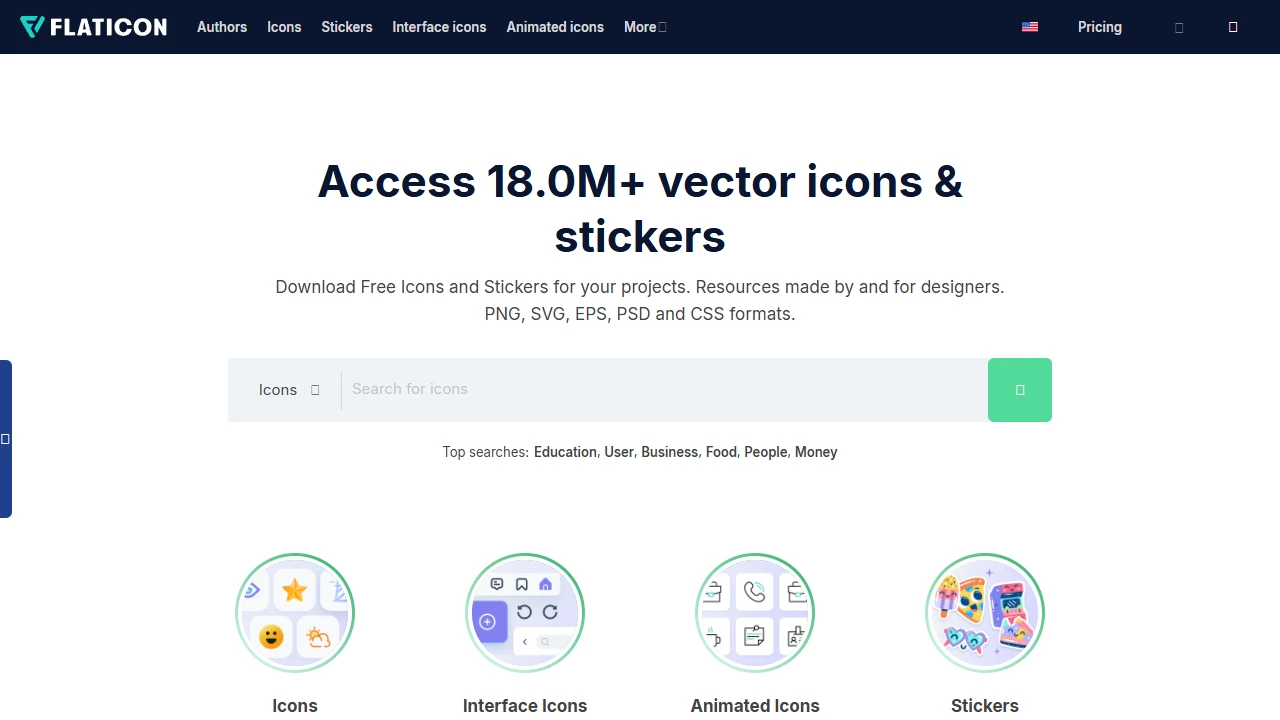 Screenshot of FlatIcon