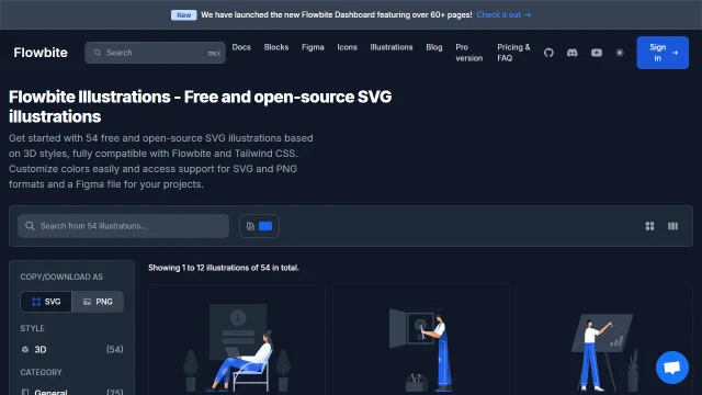 Screenshot of Flowbite Illustrations