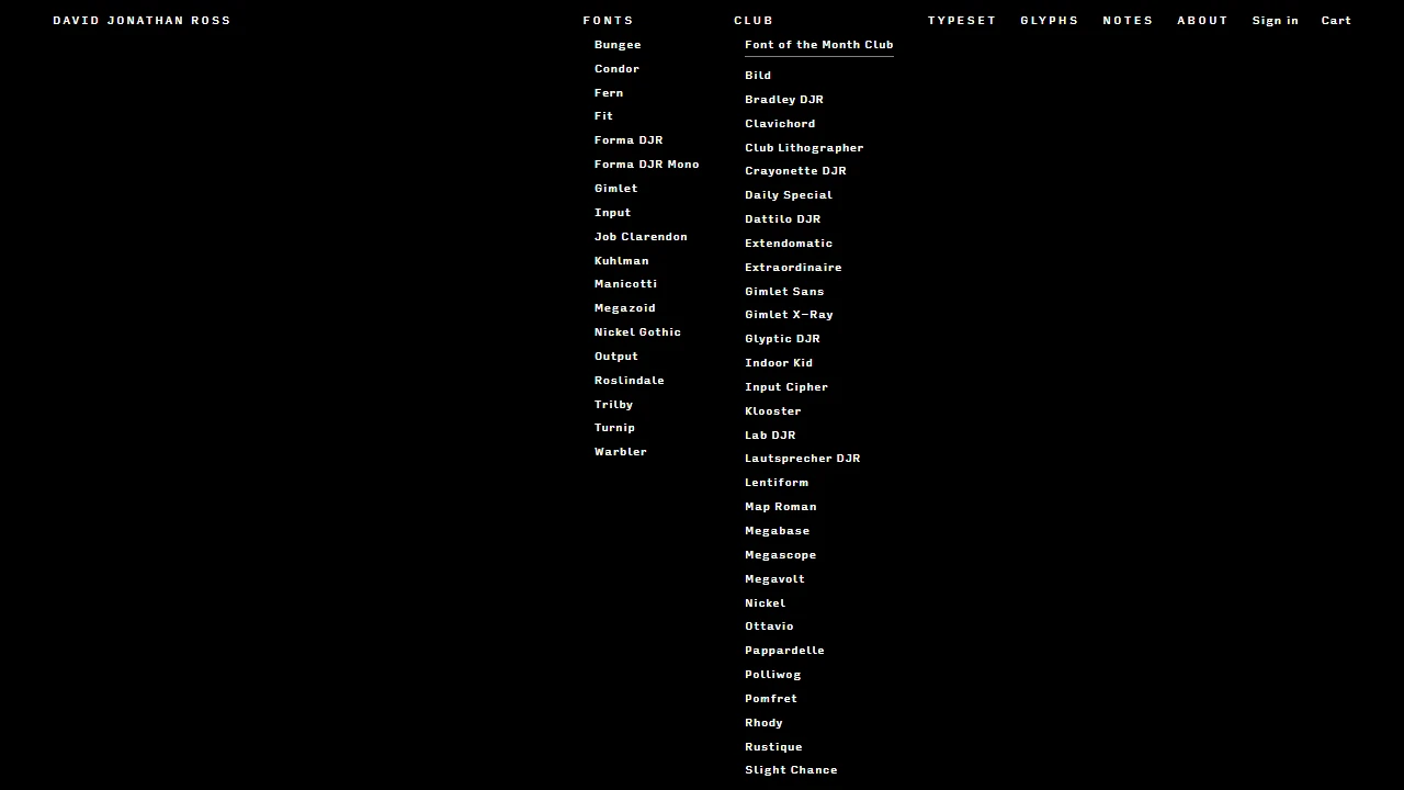 Screenshot of Font of the Month Club