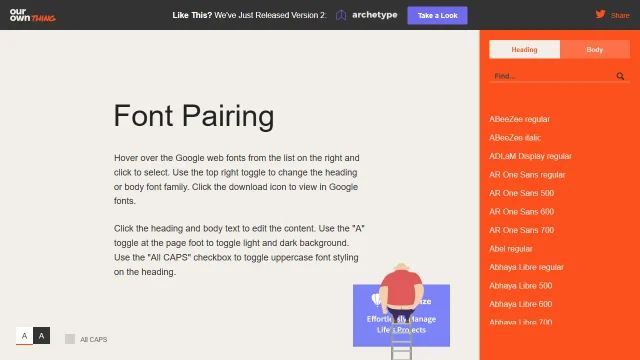 Screenshot of Font Pairing