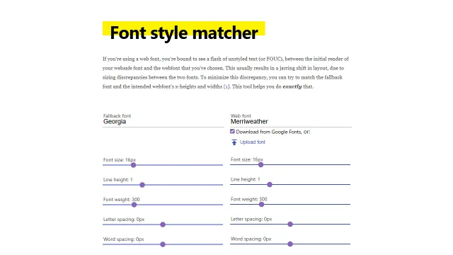 Screenshot of Font style matcher