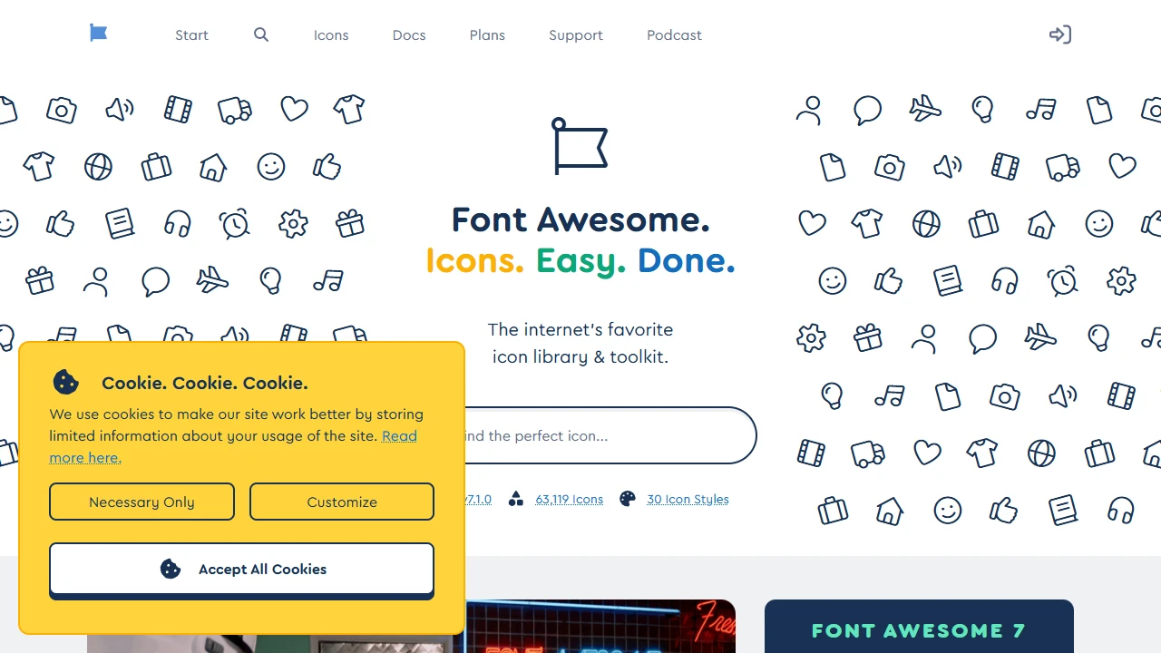 Screenshot of FontAwesome
