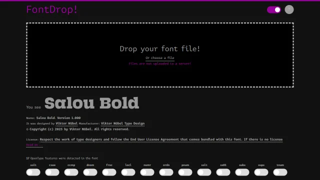 Screenshot of FontDrop