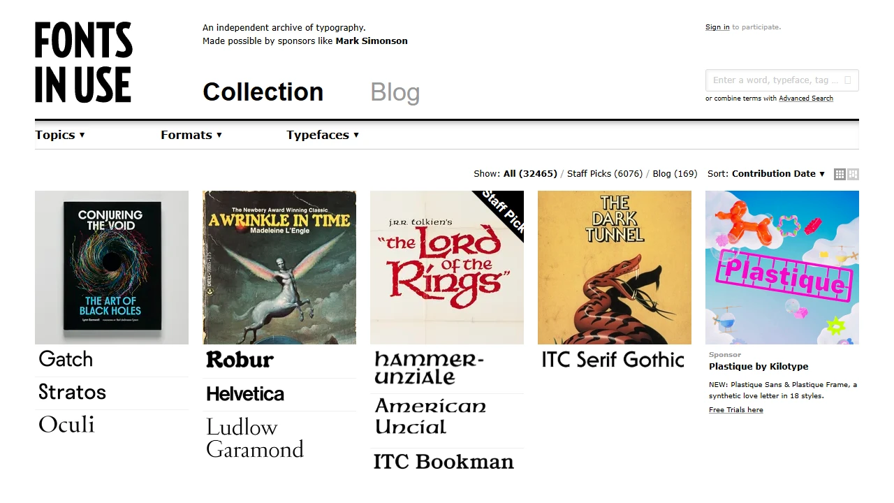 Screenshot of Fonts In Use