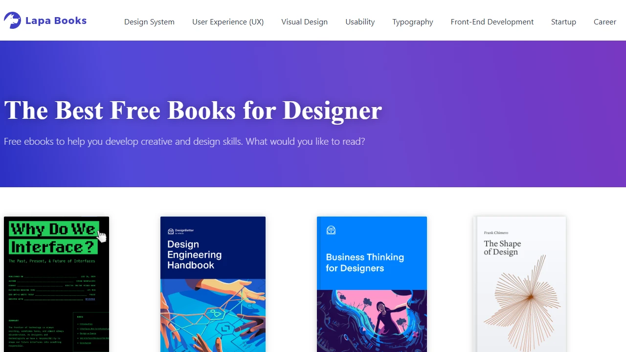 Screenshot of Free Books for Designers